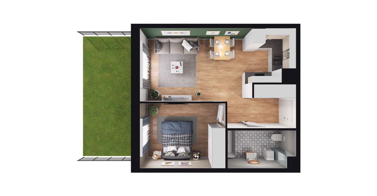 2-pokojowe mieszkanie 40m2 + ogródek