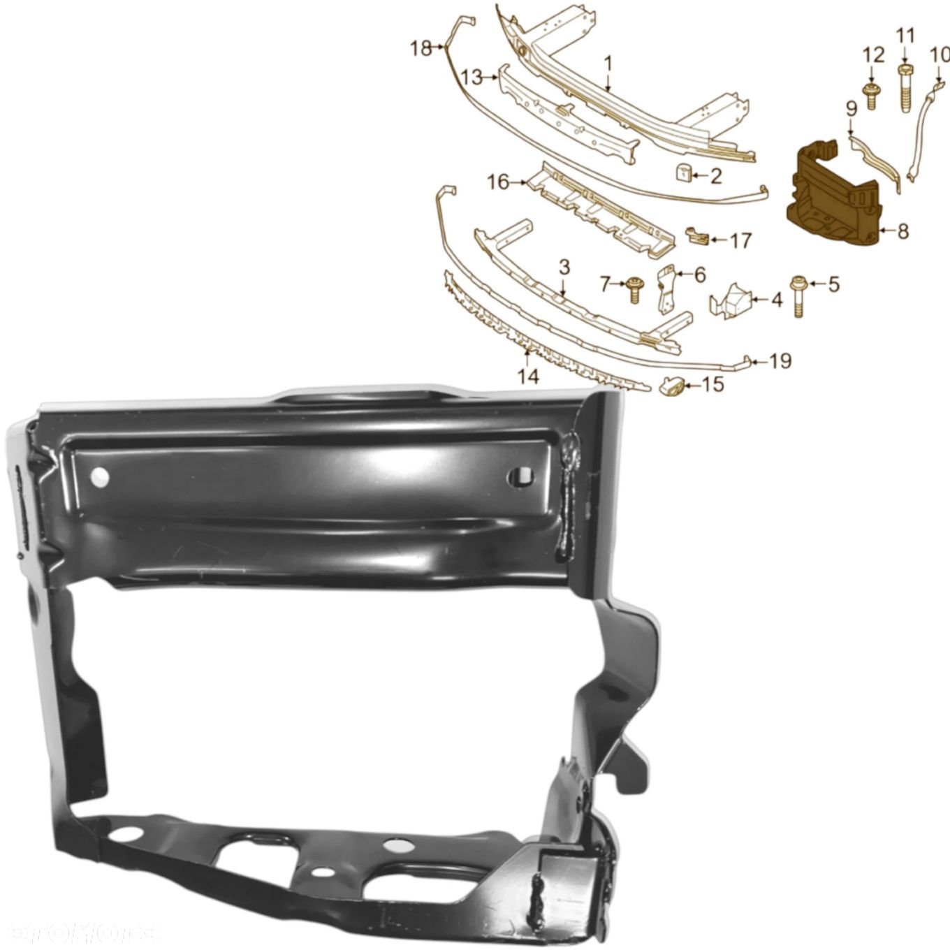 WZMOCNIENIE wspornik PRAWY pasa BMW 5 G30 G31 6 G32 7 G11 G12 8 G14 G15 - 1