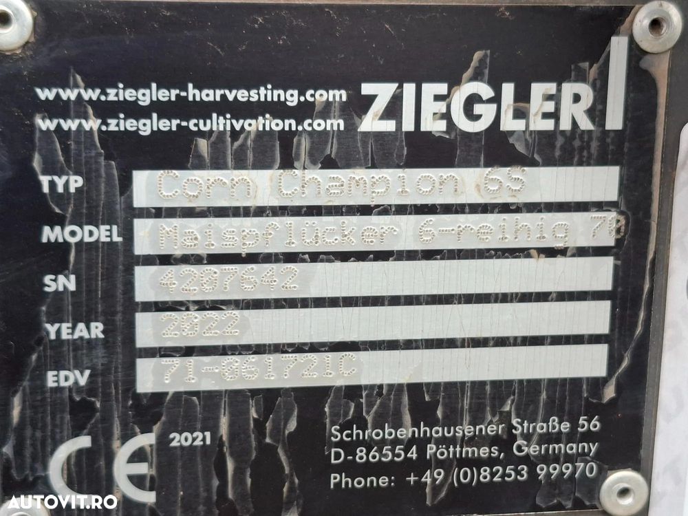 Ziegler CORN CHAMPION 6S-70 HEDER RECOLTAT PORUMB - 11