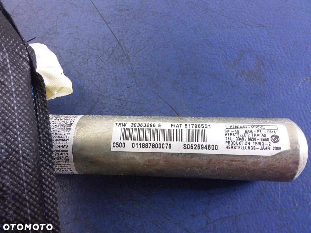 FIAT GRANDE PUNTO 3D AIRBAG KURTYNA LEWA 51796551 - 4
