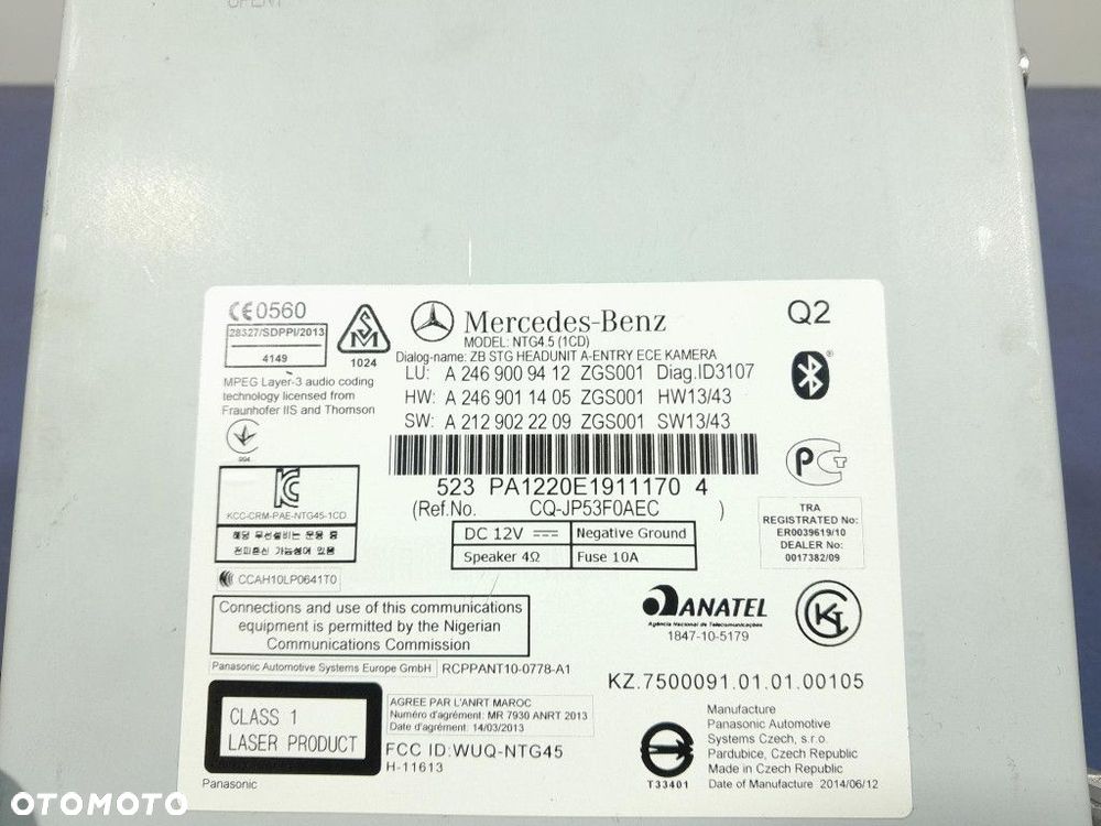 MERCEDES A KLASA W176 12- RADIO  NAWIGACJA A2469009412 - 7