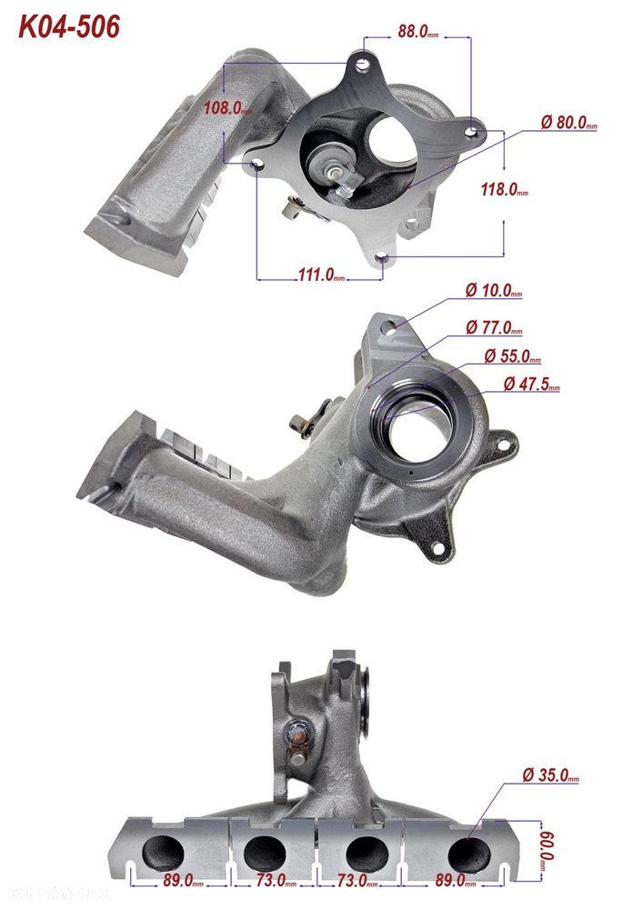 KOLEKTOR WYDECHOWY TURBINY 53039880160 SEAT ALTEA 1.8 TSI 118kW 06J145702G - 9