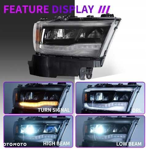 Dodge RAM 1500 Lampa LED Komplet Lewa Prawa Czarne 2019, 2022, 2024 - 4