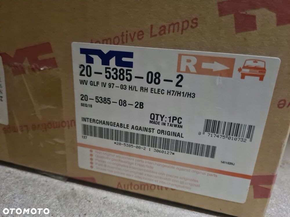 reflektor lampa prawa przód 20-5385-08-2 vw golf iv - 2