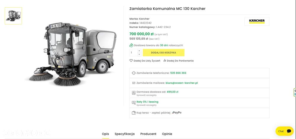Kaercher MC 130 Adv. / KOMUNALNA MASZYNA DROGOWA / NOŚNIK OSPRZĘTU W KLASIE 3500KG / WYWROTKA / 2 KOMPLETYM KÓŁ / 4X4 / DIESEL KUBOTA 4 CYLINDRY / MOŻLIWY TRANSPORT - 40