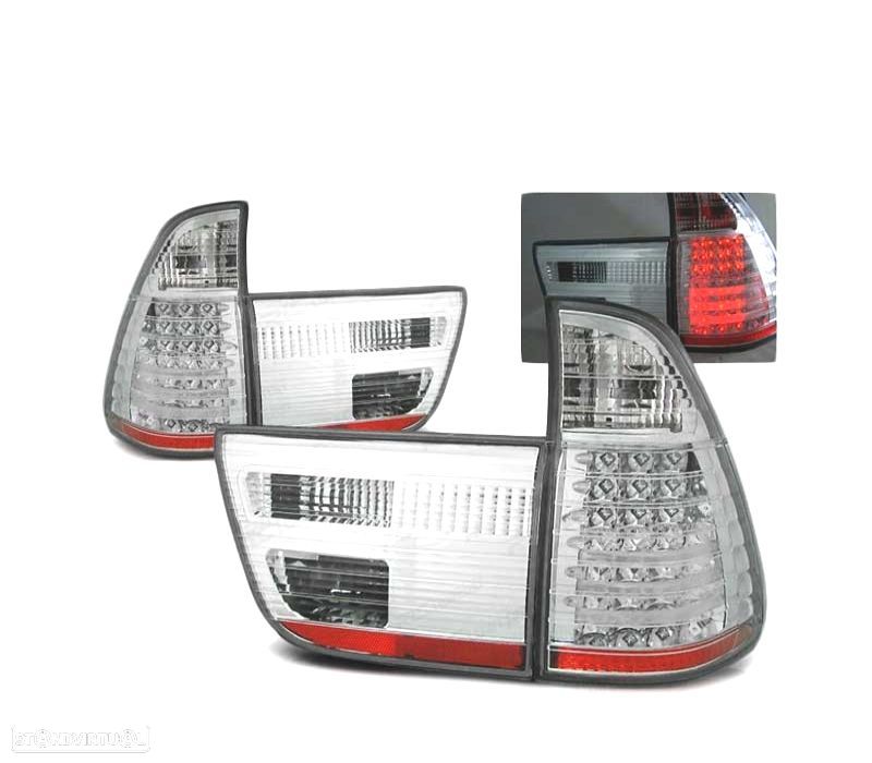 FAROLINS TRASEIROS LED BMW X5 E53 99-03 CROMADO - 1