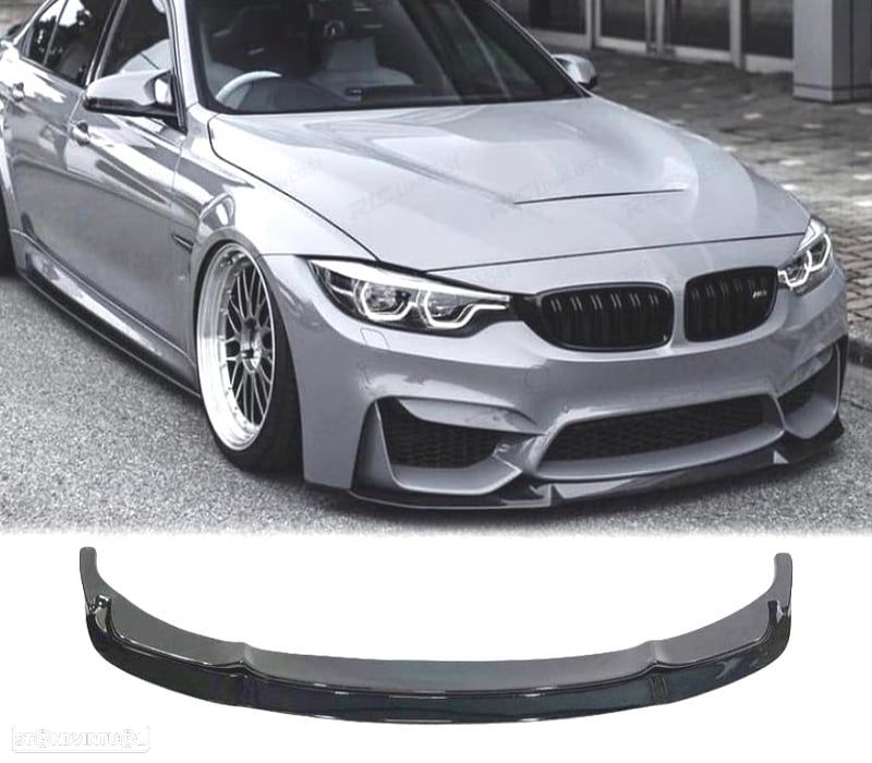 SPOILER LIP FRONTAL PARA BMW F80 M3 F82 M4 PRETO BRILHANTE - 1