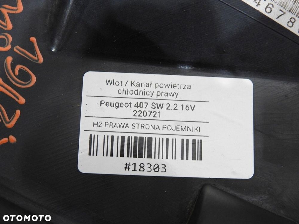 KIEROWNICA POWIETRZA PRAWA PEUGEOT 407 9651546780 - 6