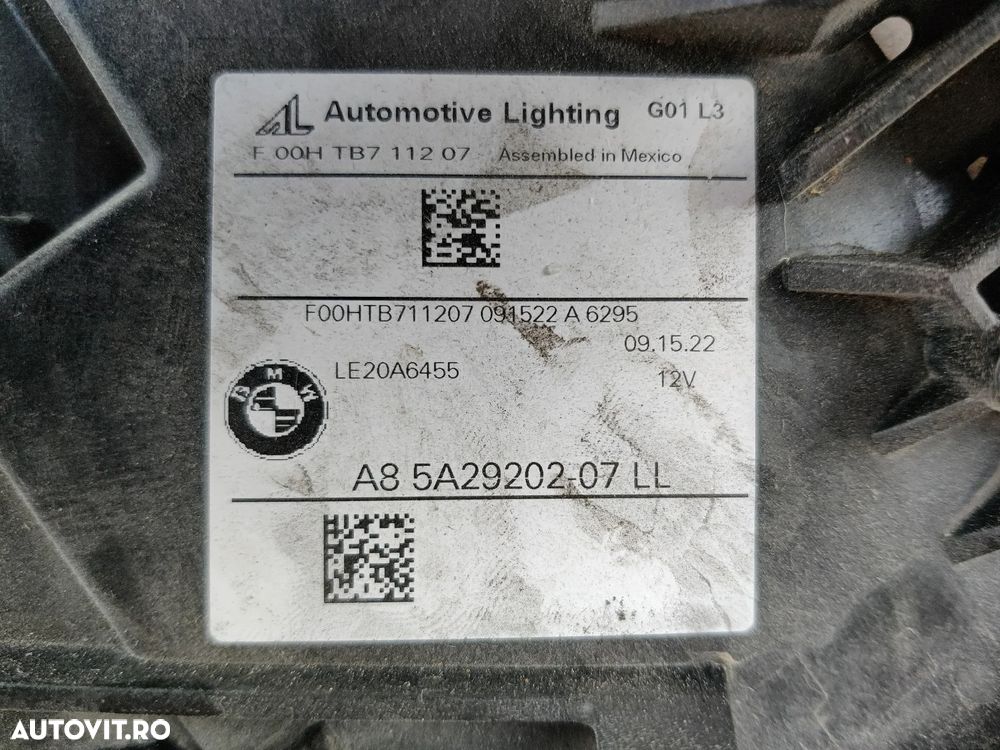 Far dreapta fata Full Led Xenon adaptiv BMW X3 G01 X4 G02 2021-2024 Facelift A8 5A29202-07 LL / LE20A6455 - 10