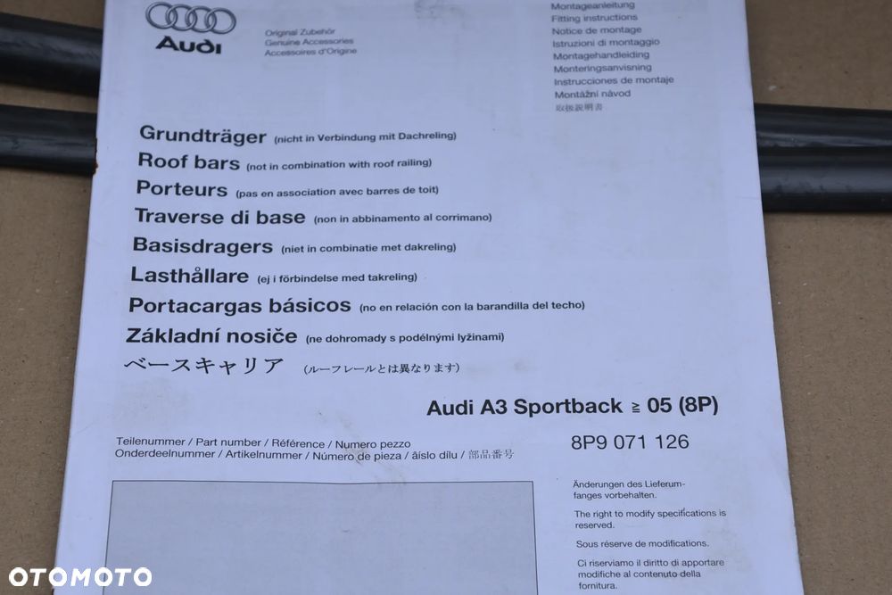Audi bagażnik dachowy 8P9071126 - A3 8P wersja 5d (2005 -2013) - 4