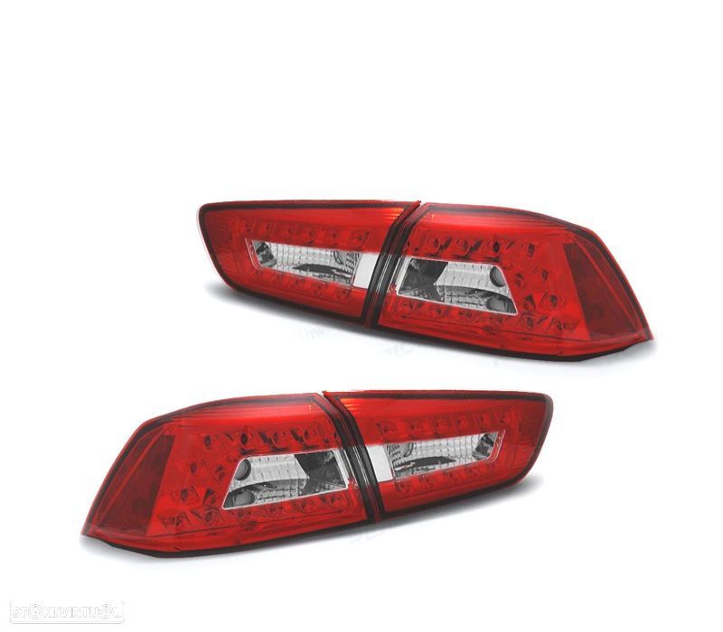 FAROLINS TRASEIROS PARA MITSUBISHI LANCER SEDAN 08- LED VERMELHOS CROMADO - 1
