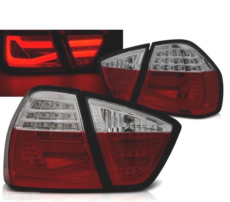 CONJUNTO DE FAROLINS TRASEIROS LED BAR PARA BMW E90 LIMOUSINE 05-08 VERMELHO FUMADO - 1