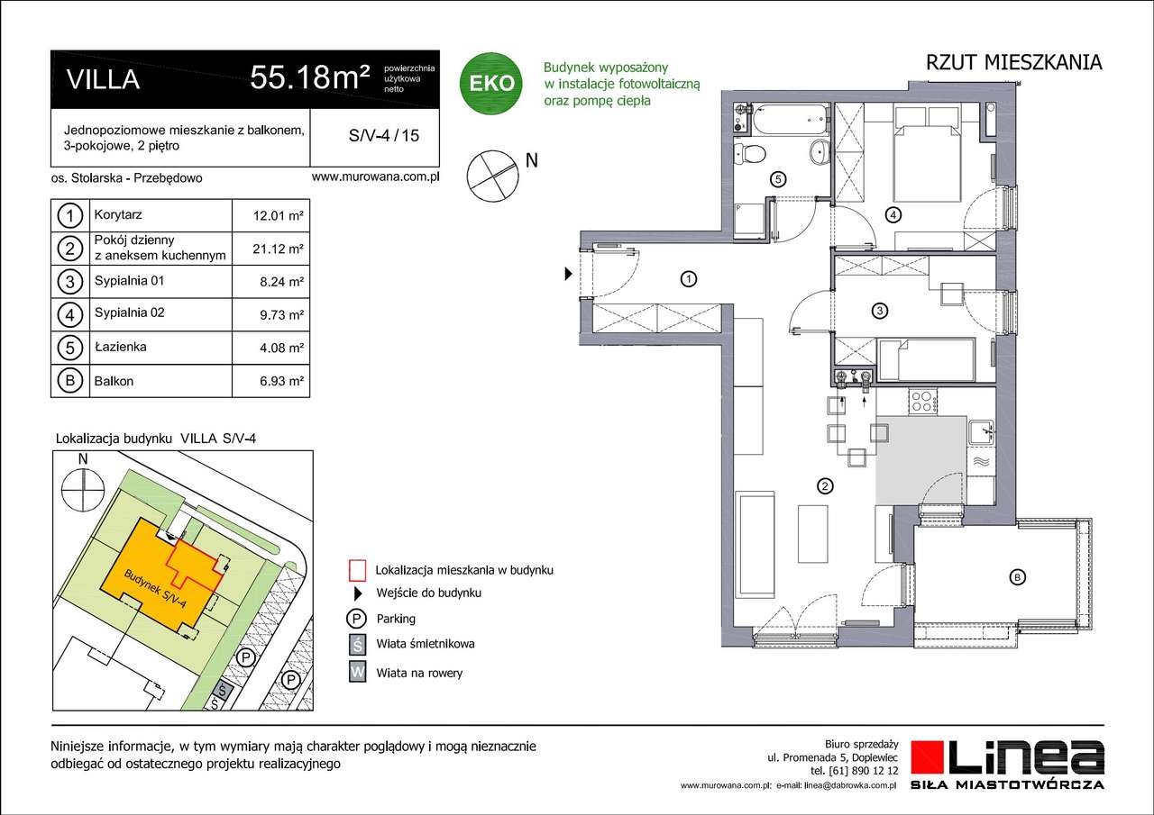 3-pokojowe mieszkanie 55m2 + balkon - Pełny obrazek: 2/4