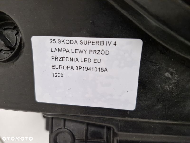 SKODA SUPERB 4 IV LAMPA LEWY PRZÓD LEWA PRZEDNIA REFLEKTOR LED EU 3P1941015A - 5