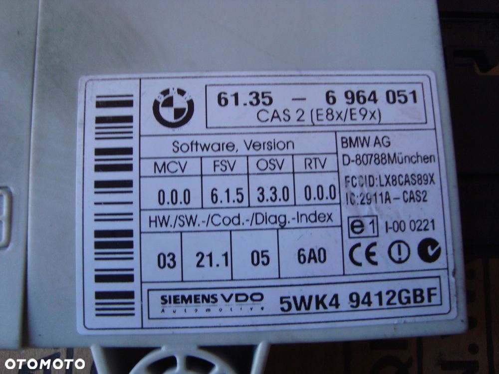 Bmw E90 E91 E92 E87 Moduł Sterownik Cas 6964051 - 2