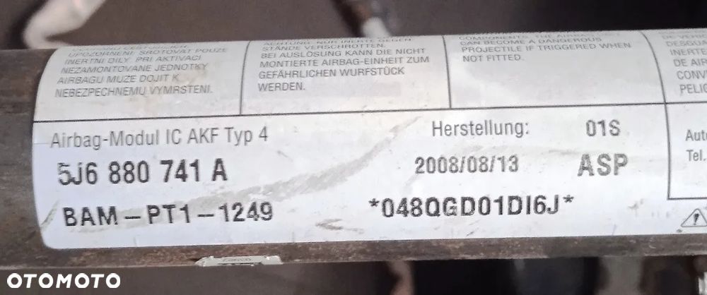 Kurtyna powietrzna lewa prawa Skoda Fabia II - 3