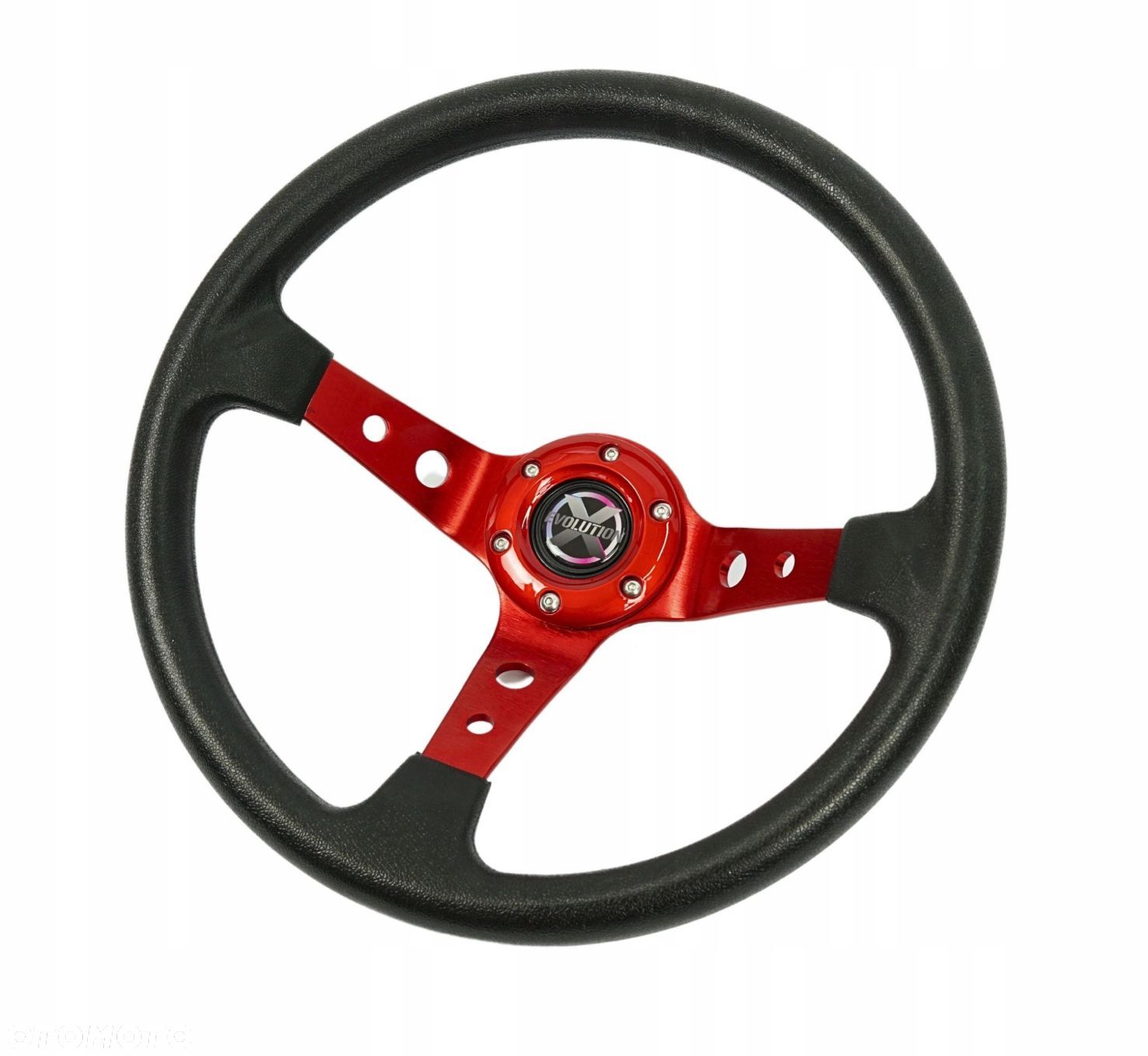 Sportowa Kierownica EVO 350MM odsadzenie 80mm CZERWONA RED drift - 1