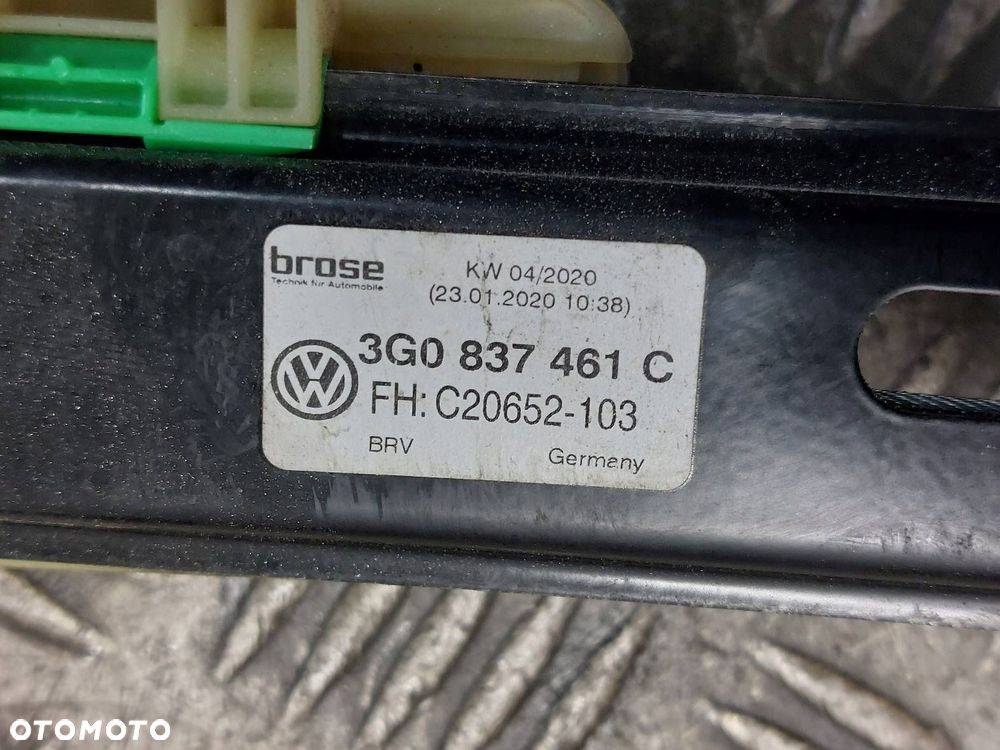 MECHANIZM PODNOŚNIK SZYBY LEWY PRZÓD ELEKTRYCZNY PASSAT B8 3G0837461C - 2