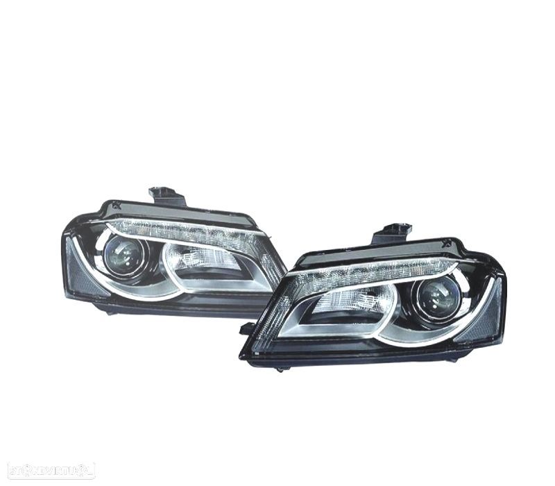 FARÓIS XENON AUDI A3 8P 08-12 LUZ DIURNA FUNDO PRETO - 1