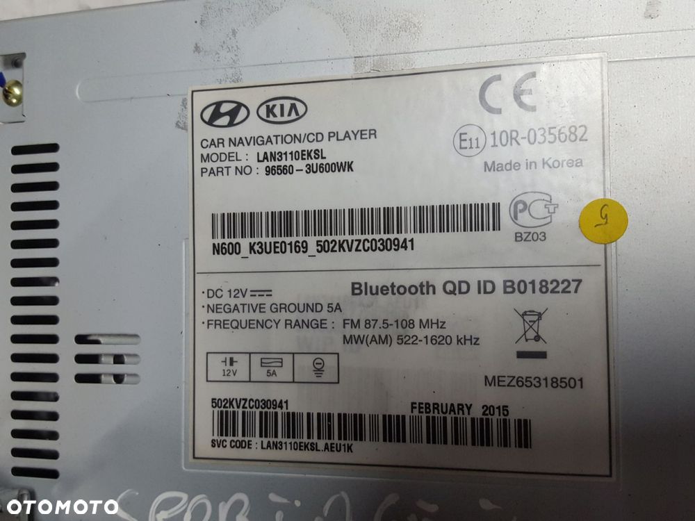 KIA SPORTAGE III 10-15r RADIO NAWIGACJA 96560-3U600WK - 4