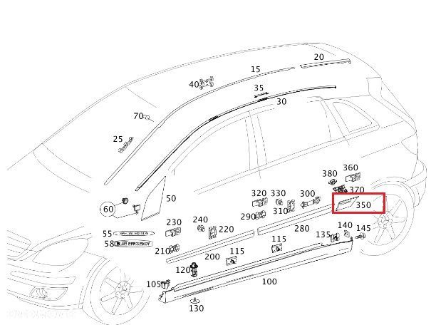 MERCEDES B-KL W245 Listwa blotnika tyl prawa OE - 2