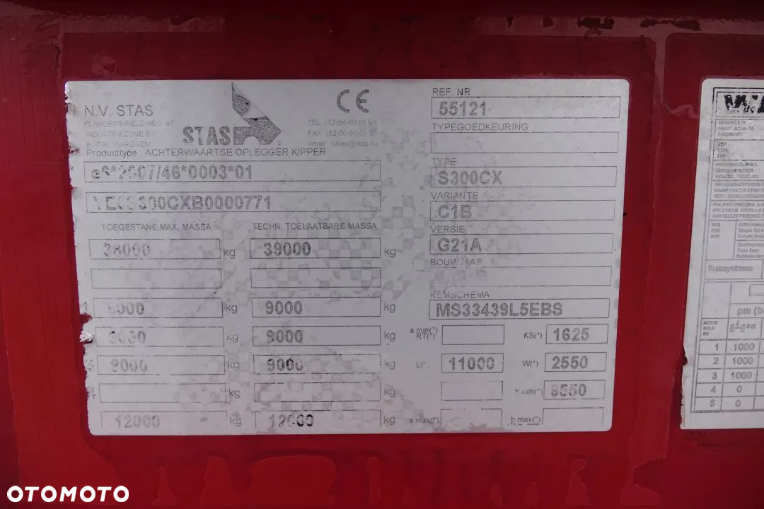 Stas WYWROTKA / S300CX / 44m3 / Z NADSTAWKAMI 52 m3 / ALUMINIOWA / OSIE MERCEDES / OŚ PODNOSZONA / KLAPO-DRZWI / ALUMINIOWE FELGI - 40