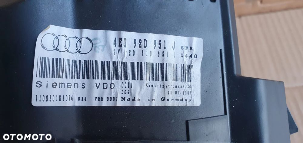 Licznik zegary Audi A8 D3 3.0 TDI UK 4E0920951J 4E0910951J - 7