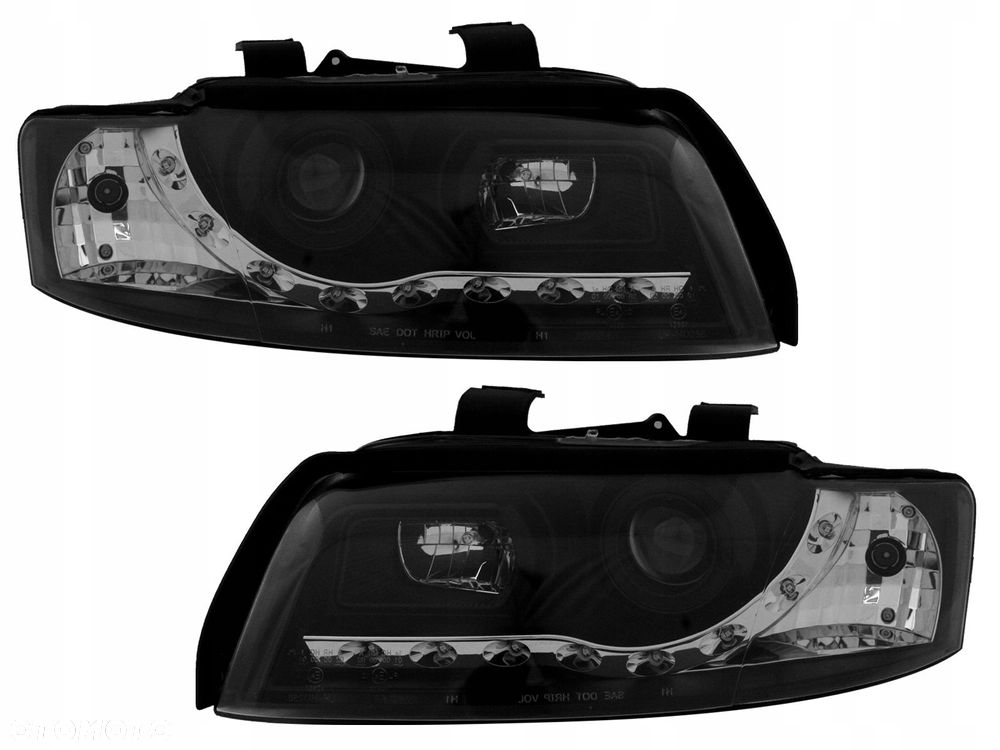 Reflektor Lamp kpl Czarne Black Soczewka Diody Audi a4 b6 8e 2000-04 Małysz - 1
