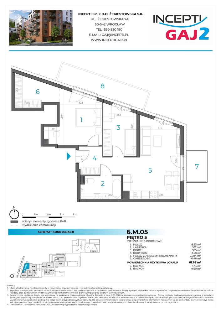 6.M.05 | 61,78 m² | 3 pokoje z balkonem| Krzyki- Gaj