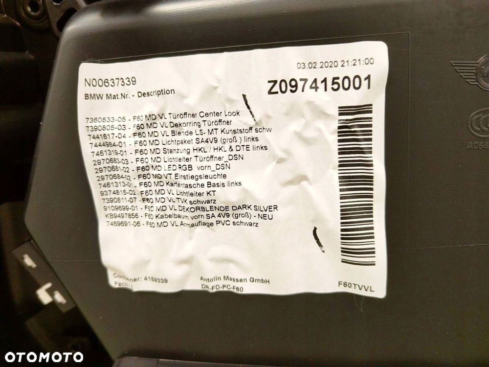 MINI COUTRYMAN F60 ŚRODEK TAPICERKA FOTELE KANAPA BOCZKI PAMIĘĆ - 4