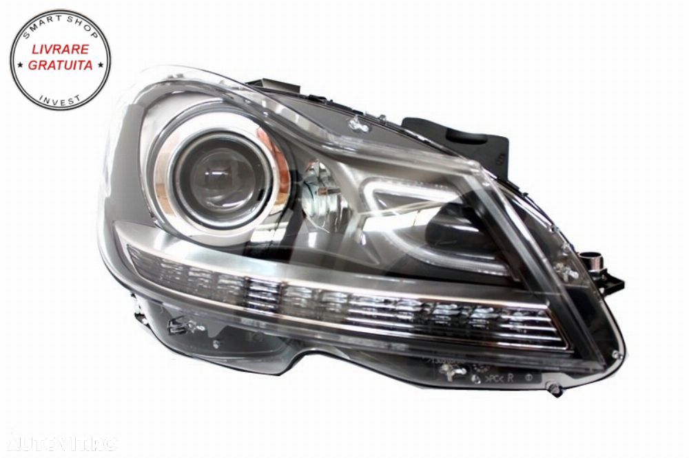LED DRL Faruri Bi-Xenon Mercedes C-Class W204 Facelift (2011-2014)- livrare gratuita - 3