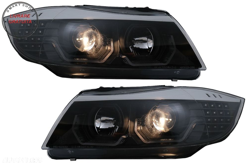 Faruri 3D LED Angel Eyes BMW Seria 3 Limousine E90 Touring E91 (03.2005-08.2008) L- livrare gratuita - 6