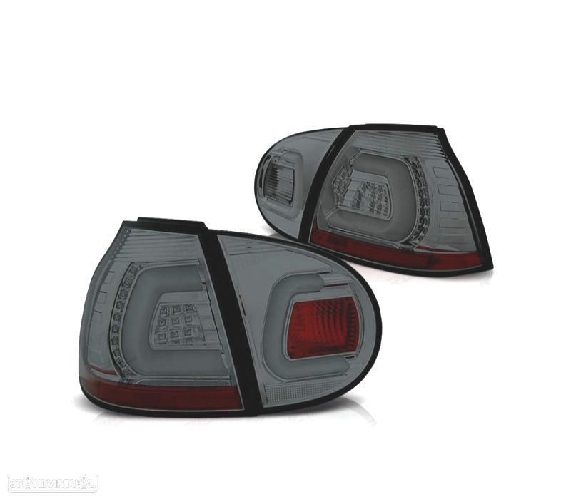 FAROLINS TRASEIROS VOLKSWAGEN VW GOLF 5 03-08 LIGHTBAR FONDO CROMADO FUMADO - 1