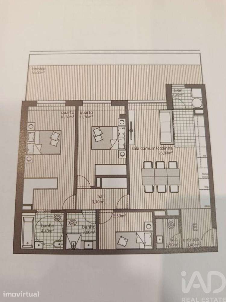 Apartamento T2 em Águas Santas de 92,00 m2 - Grande imagem: 3/3