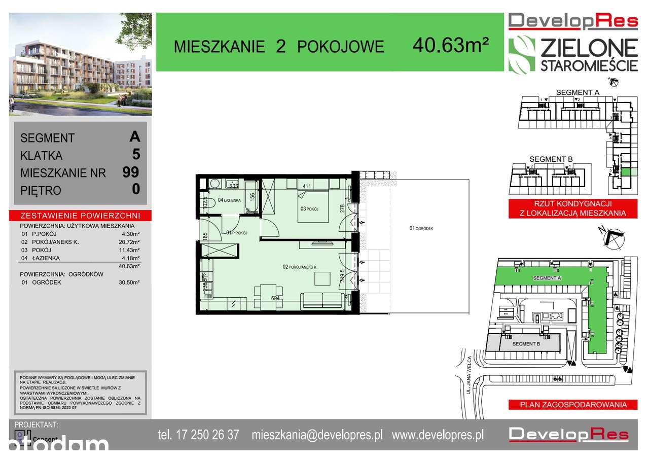 klasyczne 2 pokoje | 40,63 m2 | duży ogródek | A-99