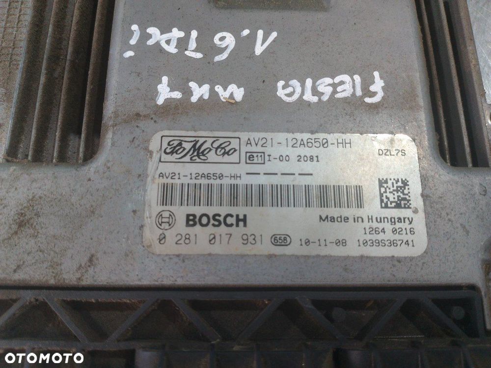 KOMPUTER, STEROWNIK FORD FIESTA MK7 AV21-12A650-HH     0281017931 1.6 TDCi - 4