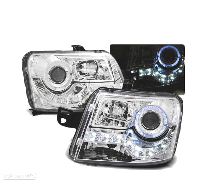 FARÓIS LED ANGEL EYES FIAT PANDA 03 - CHROME CROMADO - 2