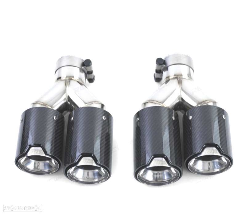 PONTEIRAS DE ESCAPE BMW LOOK M PERFORMANCE CROMADO CARBONO - 2