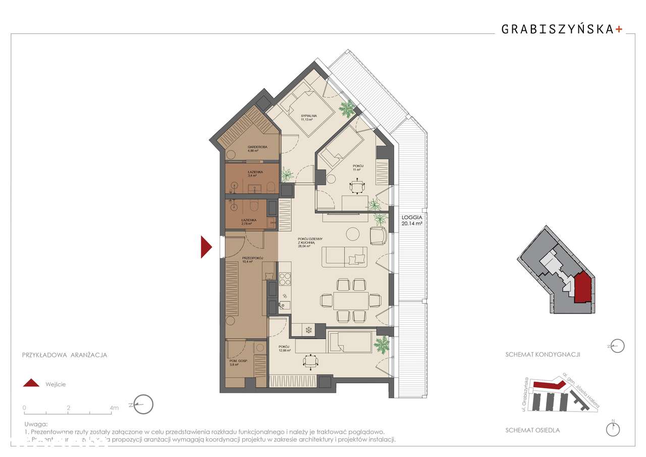 1-pokojowe 91,38 m² (B.8.M.02) | Grabiszyńska + | Krzyki