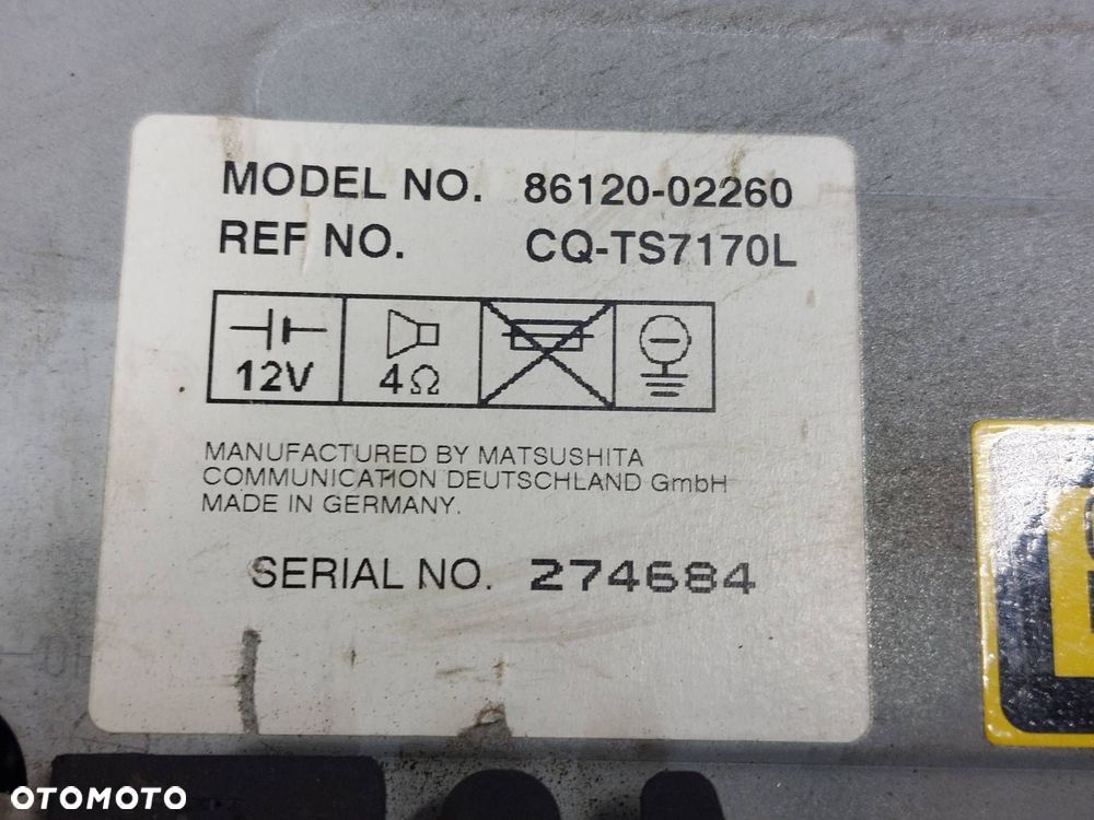 RADIO ODTWARZACZ  TOYOTA COROLLA E12 86120-02260 - 3