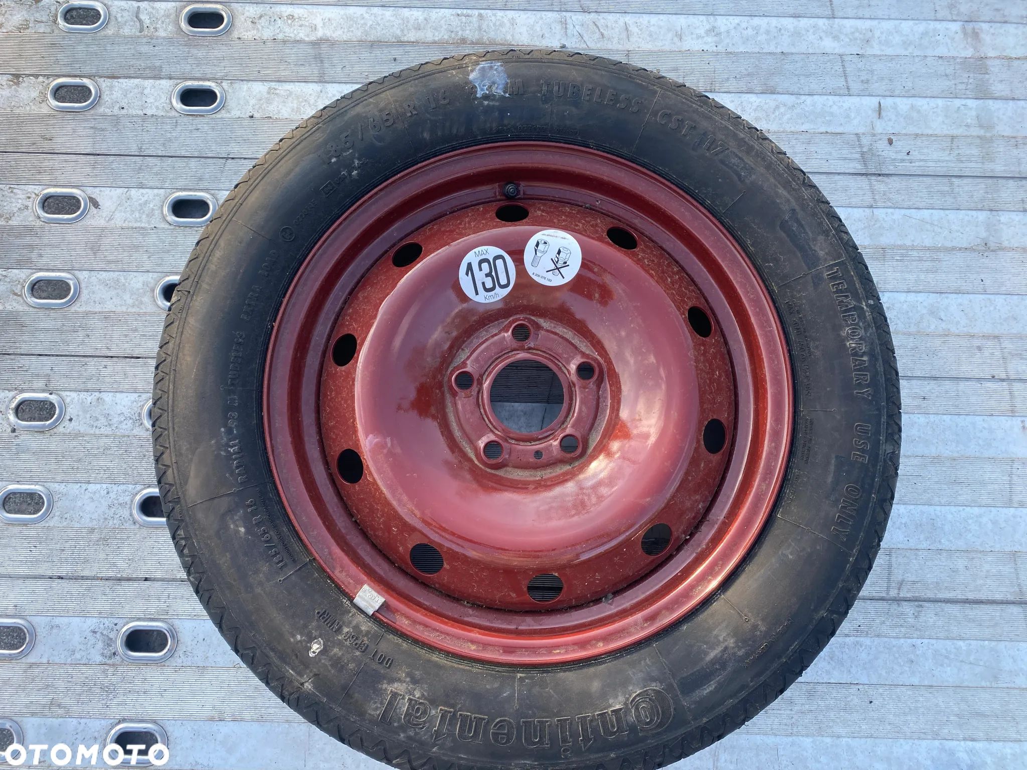 KOŁO ZAPASOWE ZAPAS DOJAZDÓWKA RENAULT Rozstaw śrub 5x114,3 185X65X16 CONTINENTAL 8200076103 - 1