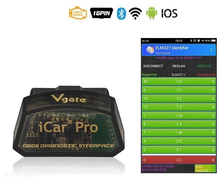 Diagnoza Vgate iCar Pro Bluetooth 4.0 OBD2 Scanner For Android / IOS - 8