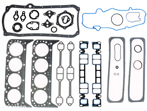 KOMPLET USZCZELEK SILNIKA USZCZELKI USZCZELKA POD GLOWICE GLOWICY KOLEKTORA SSACEGO WYDECHOWEGO MISKI OLEJOWEJ POKRYWY ZAWOROW GM 5.0 V8 VORTEC MERCRUISER VOLVO PENTA OMC COBRA Mercury MARINE
