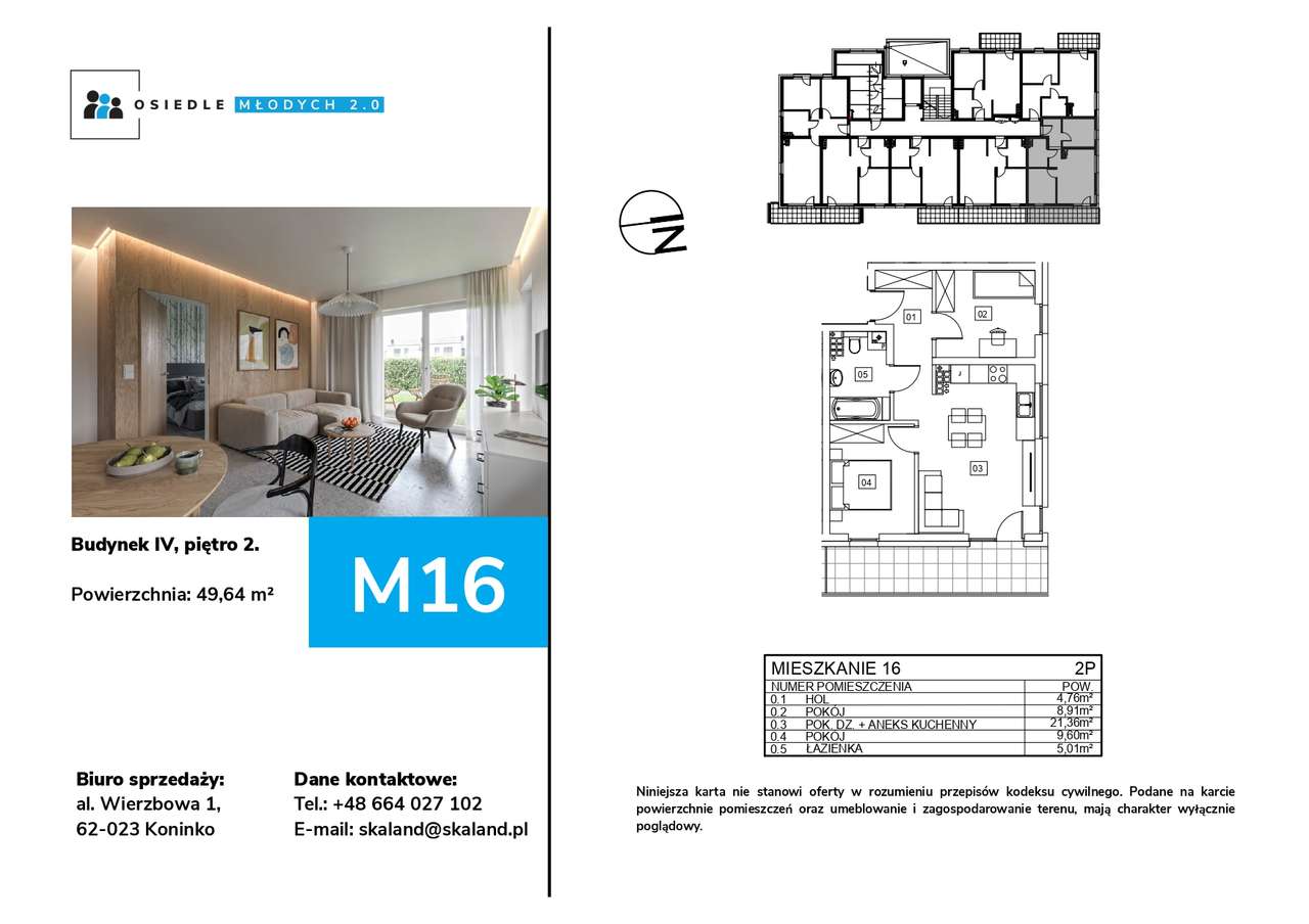 2-pokojowe mieszkanie + balkon - Osiedle Młodych 2.0 - 4 budynek