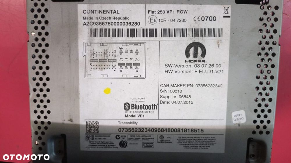 RADIO FIAT DUCATO JUMPER BOXER 14- 0735232340 NO 925/202 - 2