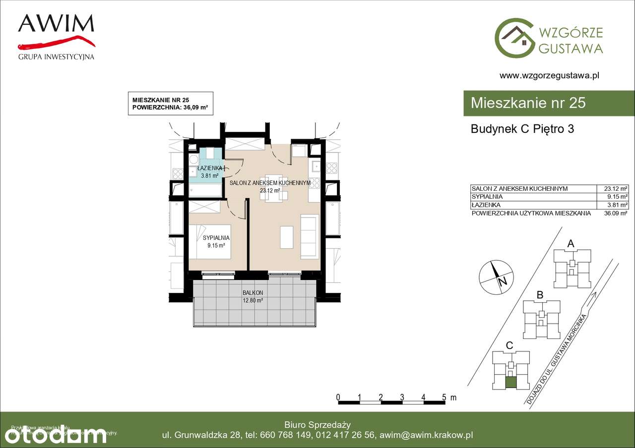 2-pokojowe mieszkanie 36,09m2+balkon_C25 - Pełny obrazek: 2/5