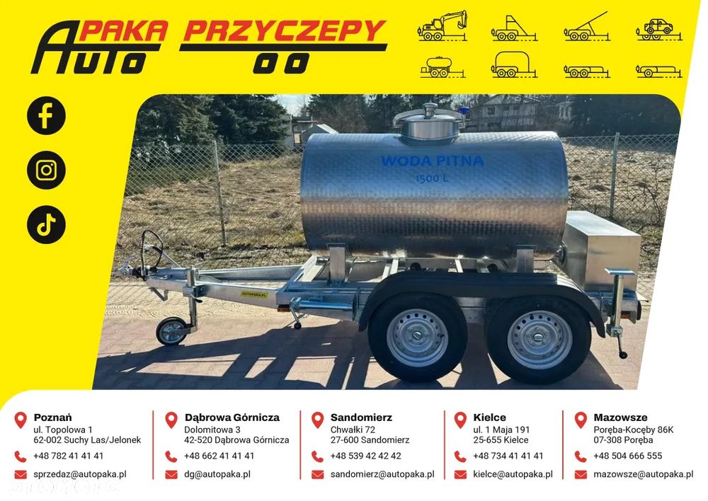 Wark Cysterna do transportu i dystrybucji wody pitnej WARK 1500 L , DMC 2700 KG