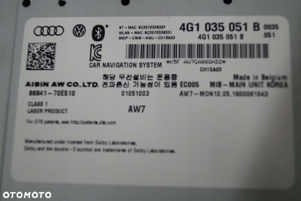 audi a6 a7 4g8 multimedia nawigacja mmi 4g1035051b - 2