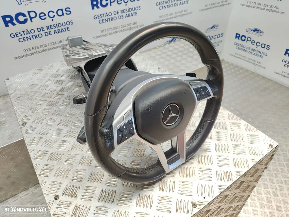 Volante Completo Flat Bottom em Pele Perfurada Original Mercedes Benz Class C W204 AMG Facelift Patilhas Multifunções - 3