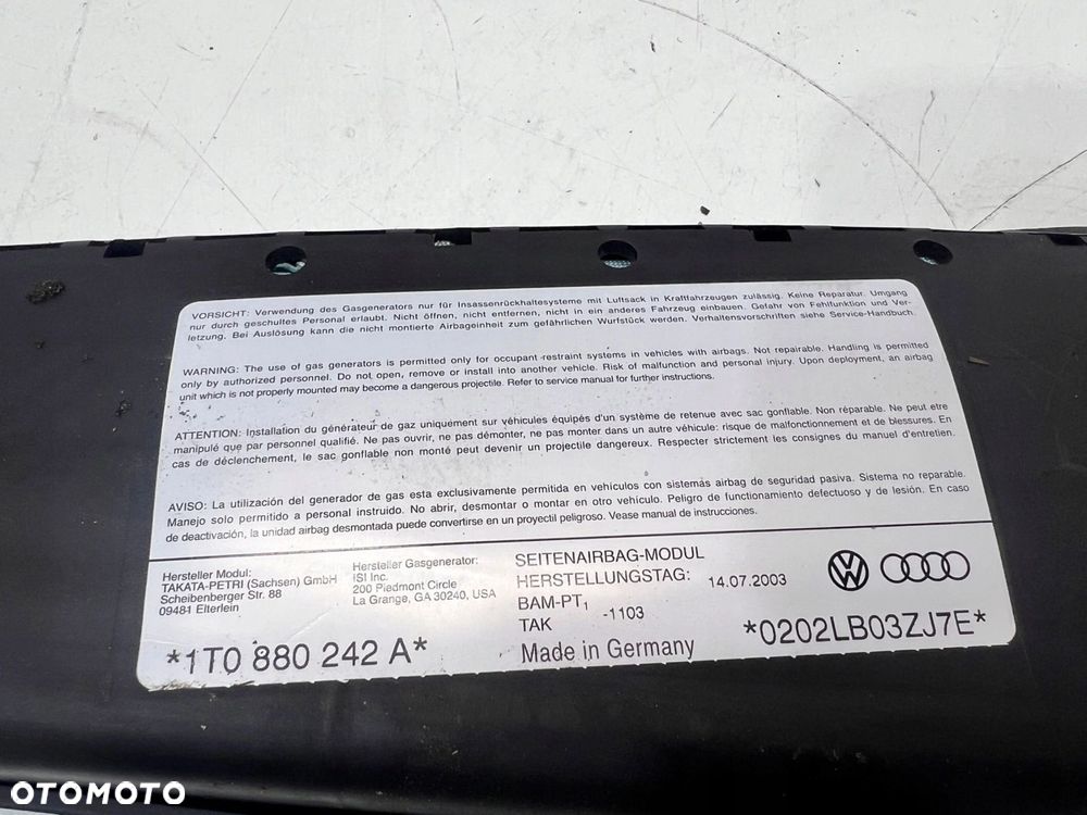 PODUSZKA FOTELA PRAWY PRZÓD AUDI A3 8P 1T0880242A - 3